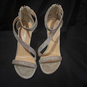 Maripe Shimmering Silver Strappy Heels